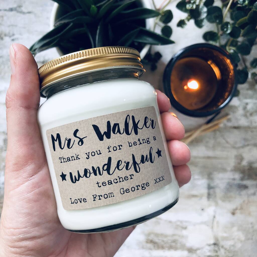 Personalised Scented Candle Thank You Teacher Gift Unique Teachers Gift