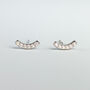 Sterling Silver Curved Crystal Stud Earrings, thumbnail 1 of 7
