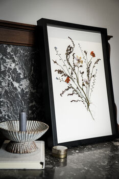 Whisper Stem Original Pressed Flower Art In A3 Black Frame, 5 of 7