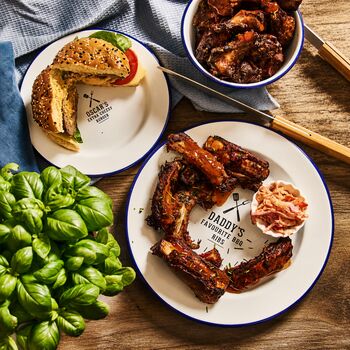 Personalised BBQ Enamel Plates And Bowl Set, 2 of 7