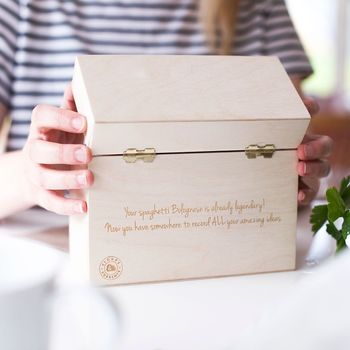 Personalised Modern Wooden Recipe Box, 4 of 11