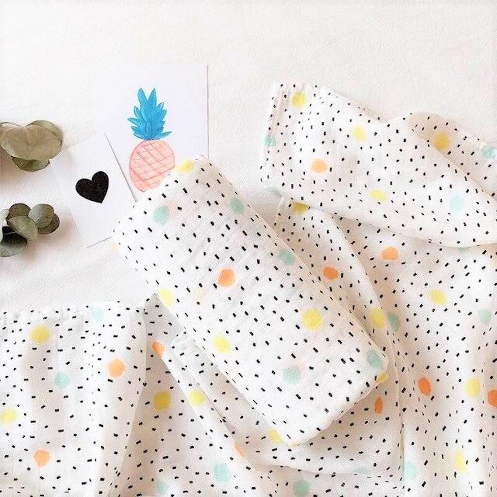 Polka Dot Bamboo Muslin Swaddle Blanket By BabyBells