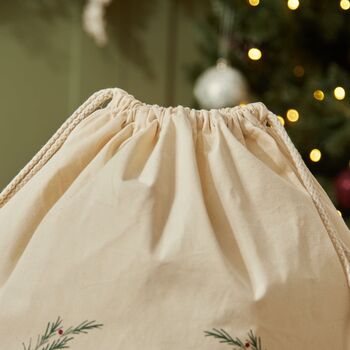Personalised Wreath Sprig Christmas Canvas Gift Sack, 3 of 3