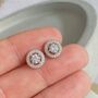 Sterling Silver Cz Halo Earrings, thumbnail 3 of 5