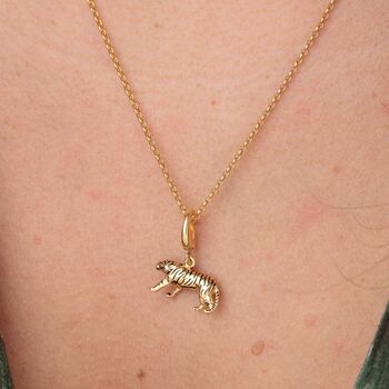 18ct Gold Tiger Charm Necklace, 2 of 6