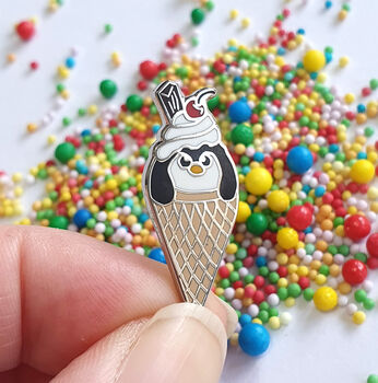 Ice Cream Penguin Enamel Pin, 2 of 9