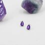 Sterling Silver Tiny Genuine Amethyst Droplet Stud Earrings, thumbnail 4 of 11