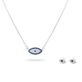 Blue Lucky Evil Eye Necklace And Earrings Set, 2 of 7