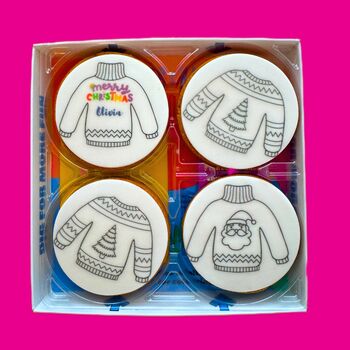 Personalised Christmas Jumper Colour Me Biscuit Set, 4 of 5