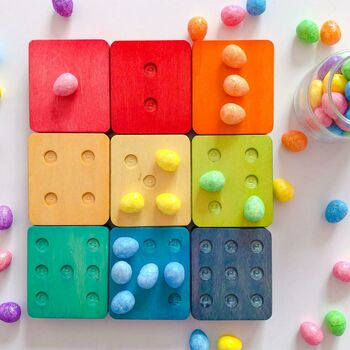 Handcrafted Wooden Dot Cuboids In Rainbow, 5 of 11
