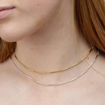 Sterling Silver Bamboo Chain Choker, 2 of 4