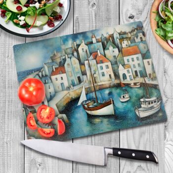 Harbour Hues Textured Glass Chopping Board, 3 of 8