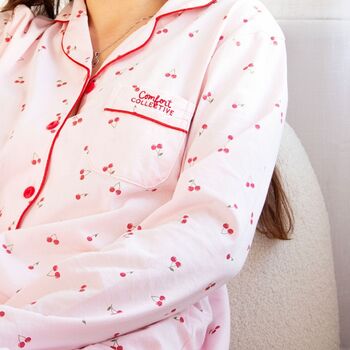 Comfort Collective Cherry Print Pyjama Set, 3 of 4