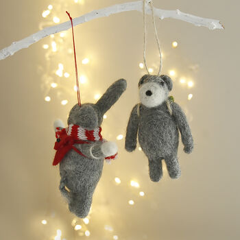 Felt Rucksack Bear And Elephant Decoration, 2 of 3