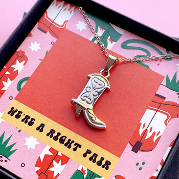 'We're A Right Pair' Cowboy Boot Friendship Necklace, 5 of 11