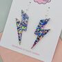 Blue, Pink And Yellow Lightning Bolt Earrings Small And Large, thumbnail 6 of 7