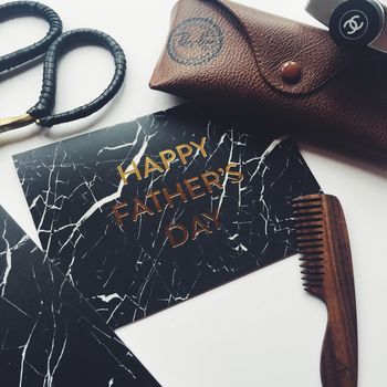 Black Marble Gold Foil Luxury Father's Day Card, 3 of 5