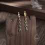 Emerald Green Cz Dangle Chain Huggie Hoop Earrings, thumbnail 4 of 10