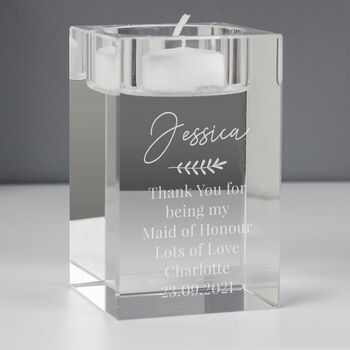 Personalised Leaf Glass Tea Light Holder, 2 of 8