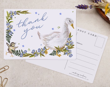 Blue Floral Goose Thank You A6 Postcard Pack, 3 of 3