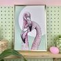 Flamingo Cuddles Art Print, thumbnail 1 of 2