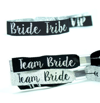 Bride Tribe Silver/Black Hen Party Wristband Favours, 9 of 12