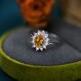 Genuine Citrine And Cz Halo Ring Sterling Silver, thumbnail 1 of 11
