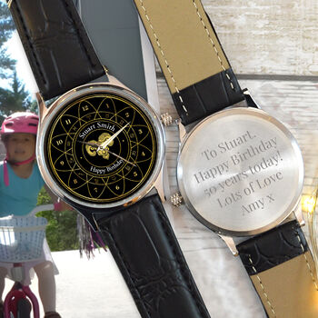 Personalised Wrist Watch With Aries Arabic Design, 3 of 4