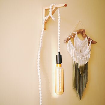 Macrame Hanging Accent Lamp With Filament Bulb, 3 of 10