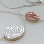Large Embossed Oval Silver Copper Brass Necklace, thumbnail 5 of 7