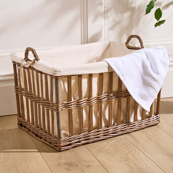 Lined Wicker Home Storage Basket, 3 of 6