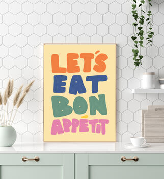 Let's Eat Bon Appetit Pastal Kitchen Art Print, 3 of 3