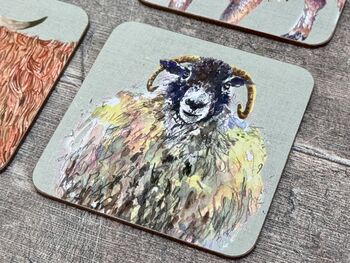 Set Of Four Square Farm Animal Coasters, 4 of 6