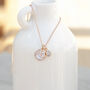 Rose Gold Initial Necklace With Pearl + Crystal Charms, thumbnail 1 of 8