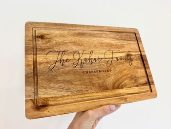 Personalised Engraved Acacia Wood Cheese Board, 9 of 9