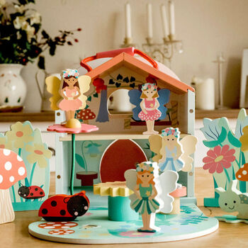 Wooden Fairy House Play Set Toddler Christmas Gift, 6 of 6