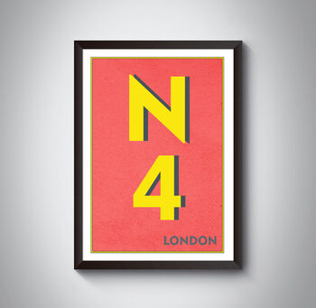 N4 Finsbury Park, Harringay London Postcode Print, 6 of 12