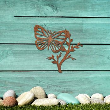 Butterfly On Branch Metal Garden Art Decor Gift Idea, 9 of 11
