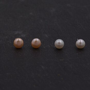 Real Fresh Water Pearl Stud Earrings In Sterling Silver, 2 of 8