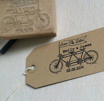 Tandem Bike Save The Date Rubber Stamp, 4 of 5