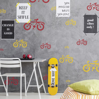 Reusable Plastic Stencils Five Pcs Bicycle With Brushes, 3 of 5