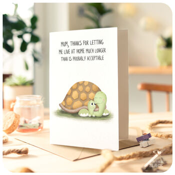 Living At Home Funny Turtles Thank You Mum Cute Card Birthday Mother's Day, 2 of 5