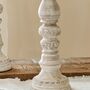 White Distressed Wooden Candlestick, thumbnail 2 of 7
