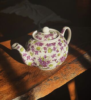 Two Cup Teapot In Ditsy Violet Chintz Design, 8 of 8