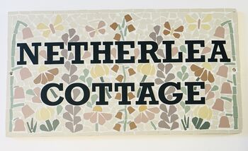 Rectangle Floral Mosaic House Door Number Road Name Sign, 4 of 4