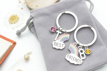 Personalised Rainbow Pair Of Best Friends Keyrings Matching Set, 4 of 6