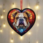 Bulldog Stained Glass Effect Heart Suncatcher, thumbnail 2 of 6