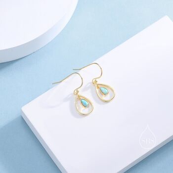 Aqua Green Opal Droplet Hook Earrings, 2 of 12