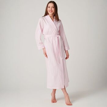 Women's 'Shell Pink' Cotton Satin Stripe Robe, 2 of 5