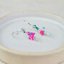 Sterling Silver And Acrylic Colourful Floral Charm Hoops, thumbnail 5 of 7